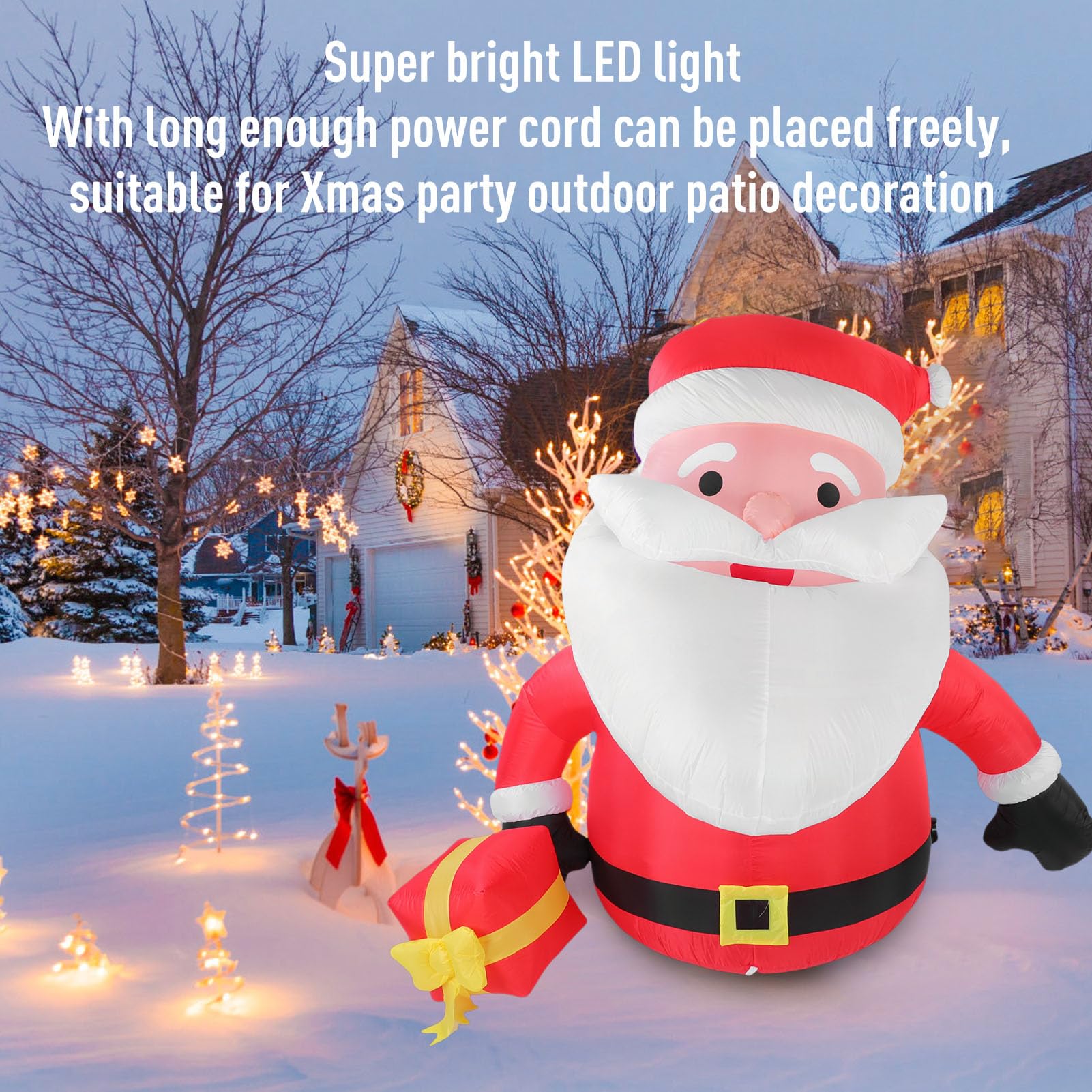 Papá Noel inflable de 190 pies, poliéster 190T con