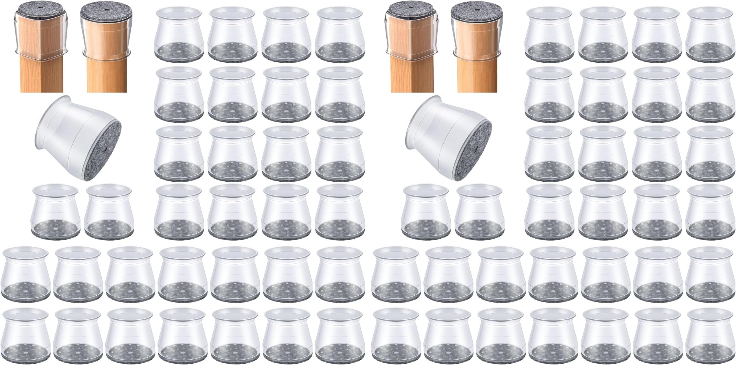 32 Pcs Chair Leg Floor Protectors - Silicone Felt Pads, Scratch-Proof &amp; Noise-Free, Easy Smooth Moving, Large Size (Fits Round Chair Legs: 1-5/16" to 2" Diameter)​ (Pack of 2)