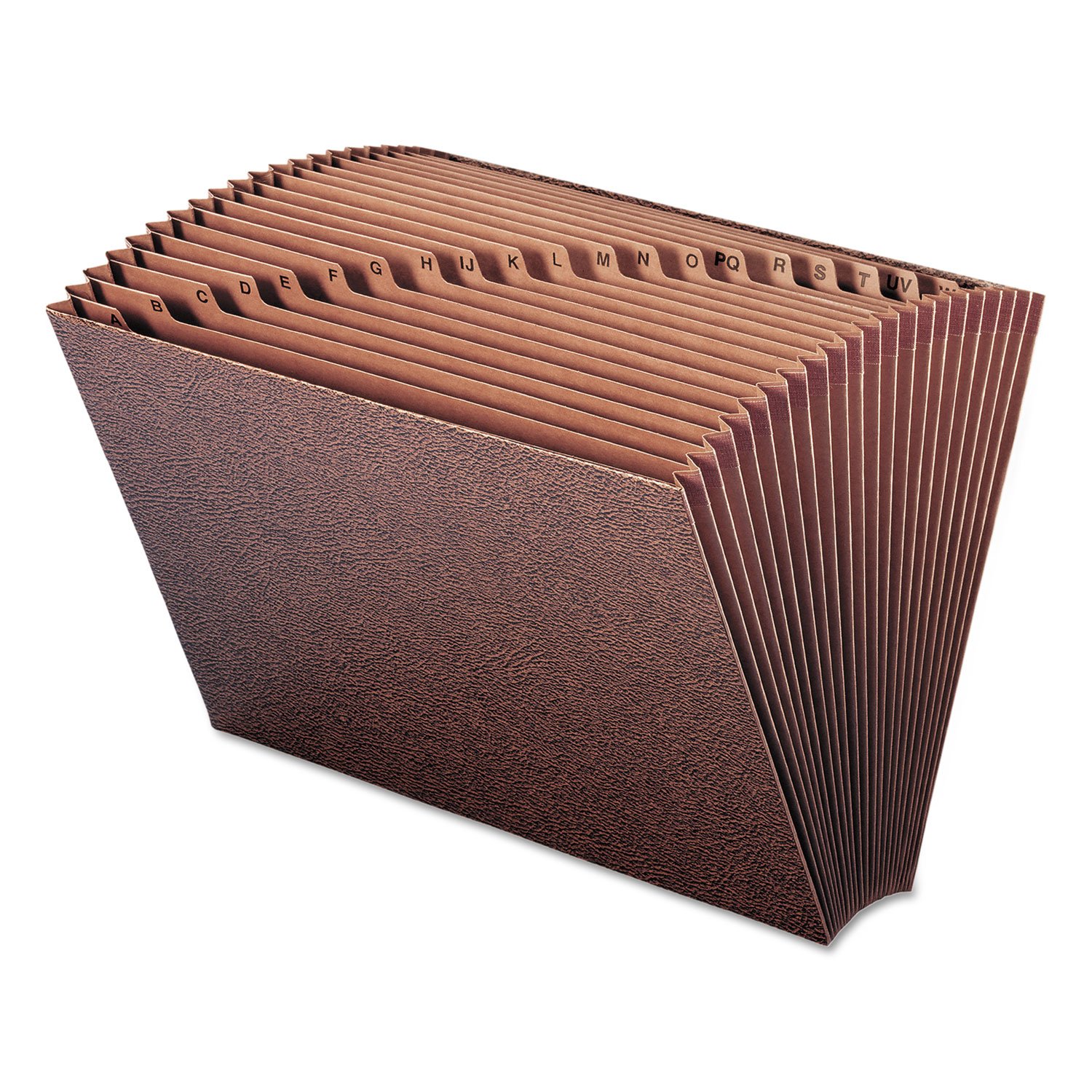 A-Z Open Expanding File, 21 Pockets, Legal, Leather-Like Redrope