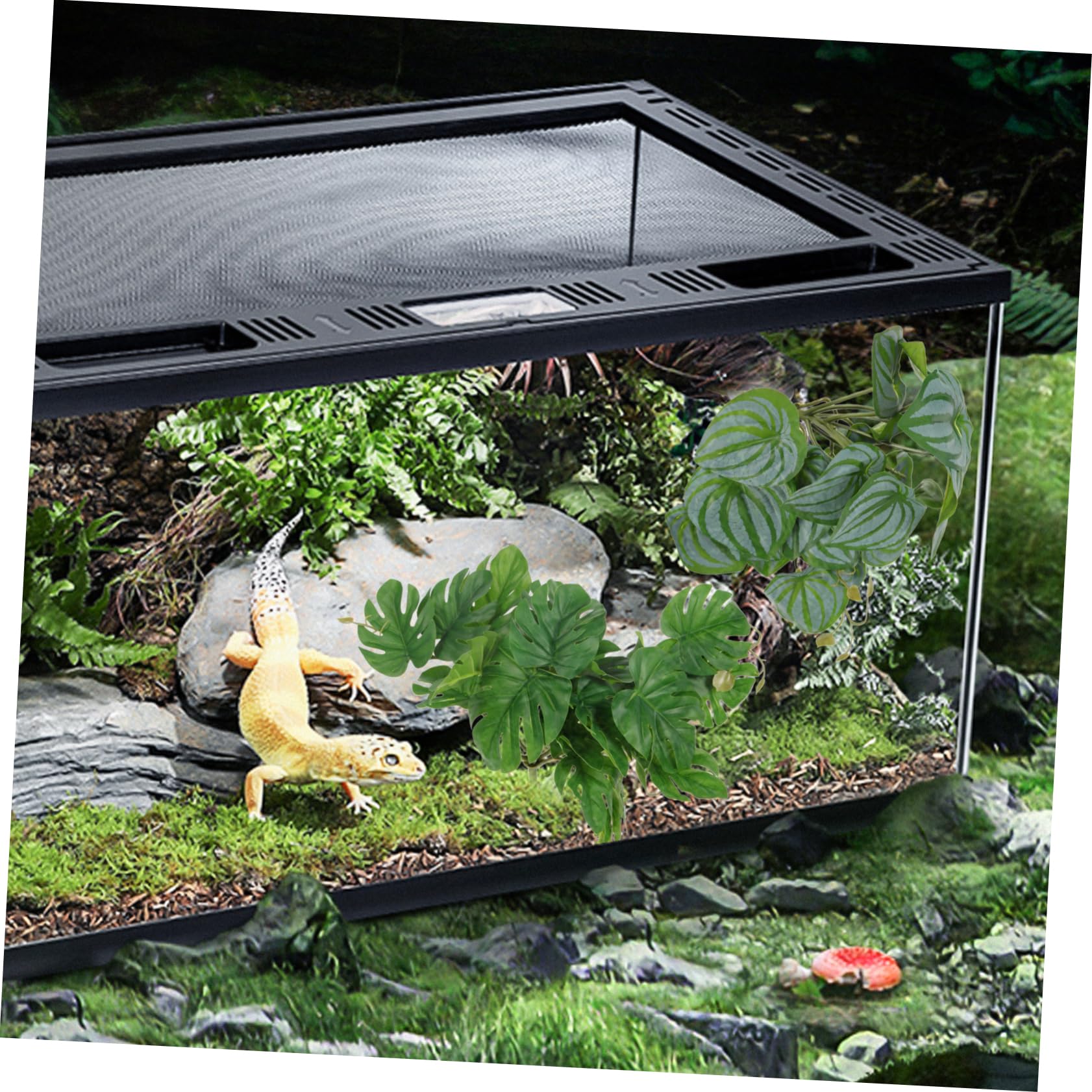 BESPORTBLE 10piezas Decoración De Terrario para Reptiles De Artificiales Simuladas para Acuarios y Terrarios Plantas Ornamentales Lifelike para Hábitats De Reptiles y Peceras