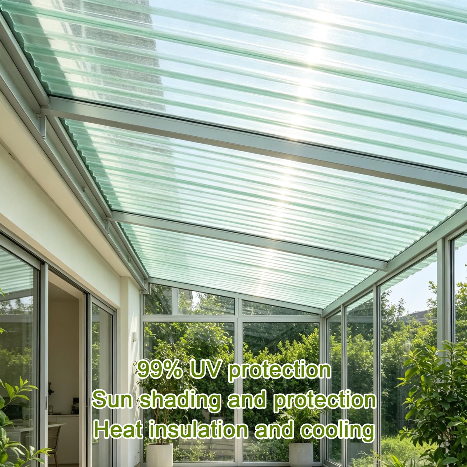 Panel para Tejado Corrugada Transparente,Paneles de Tejado Impermeable (0.9x1.1m,10 pcs)