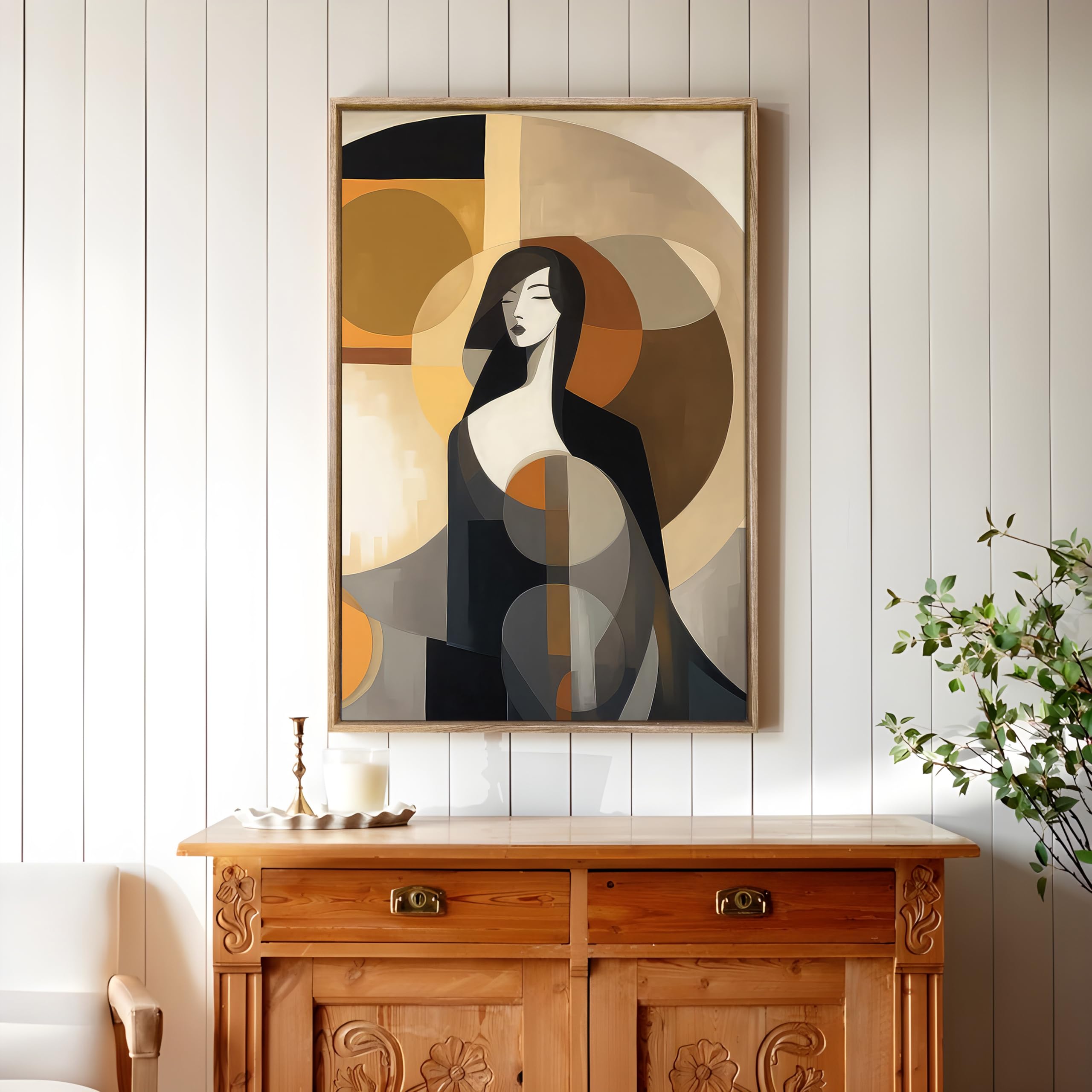 Abstract Geometric Canvas Painting - Beige, 23x35 Inch -11 Abstract Geometric Canvas Painting - Beige, 23x35 Inch -11