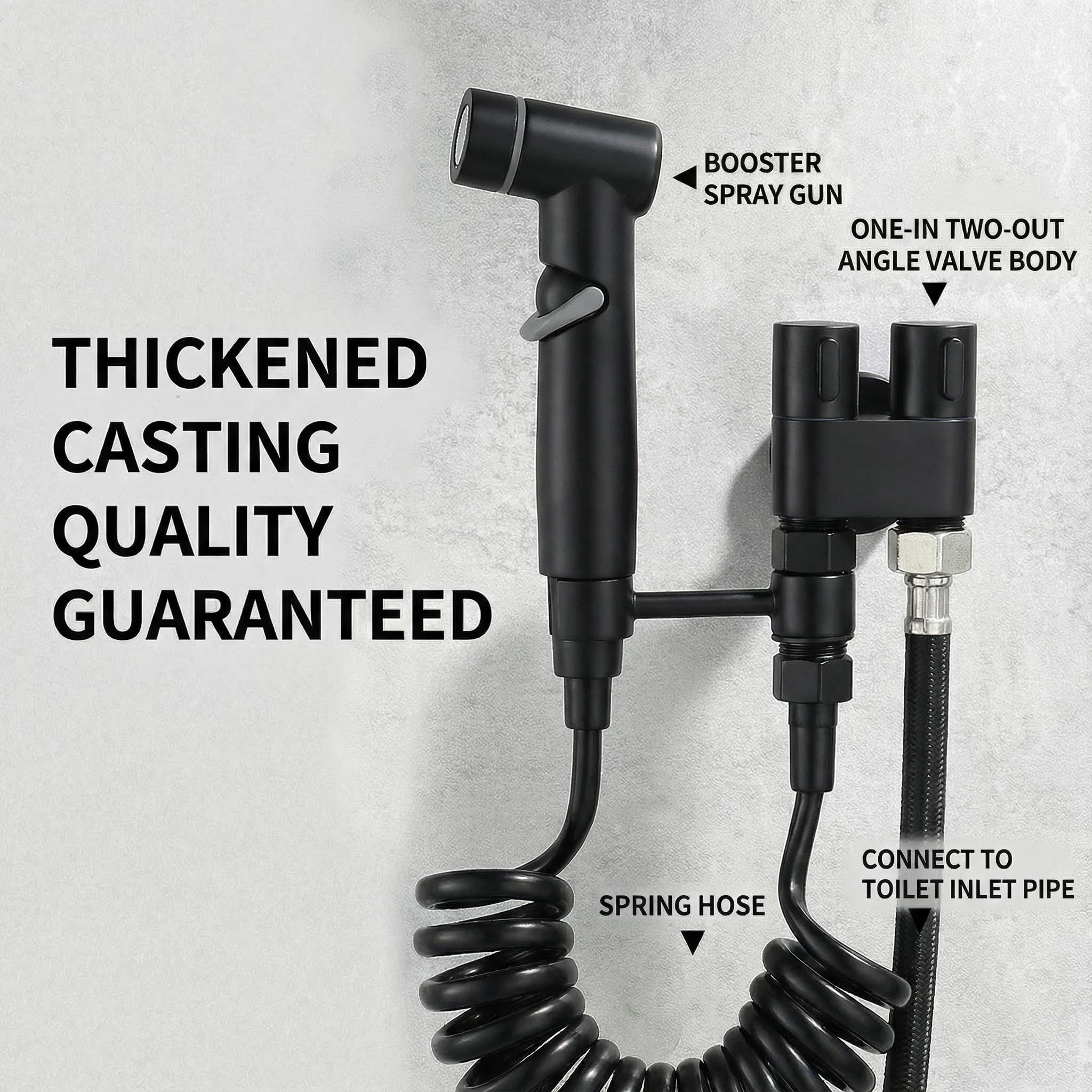 WALWAL Handheld Bidet Sprayer Kit for Toilet High Pressure Toilet Jet No Press Button 2m Retractable Kink Free — view 3