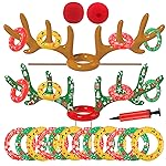 Christmas Games Decorations, Inflatable Reindeer Antler Ring Toss Game, Stocking Stuffers for Men Women Kids Teens Adults, Christmas Party Games Fun Xmas Gifts Carnival Holiday Family