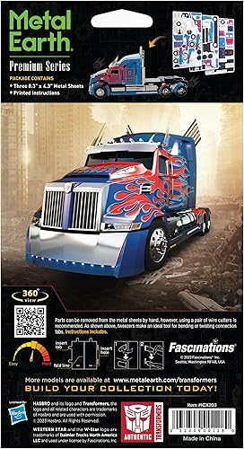 Miniatura 2 de Metal Earth Fascinations Premium Series Transformers Optimus Prime Western Star 5700 Kit de modelo de metal 3D con pinzas