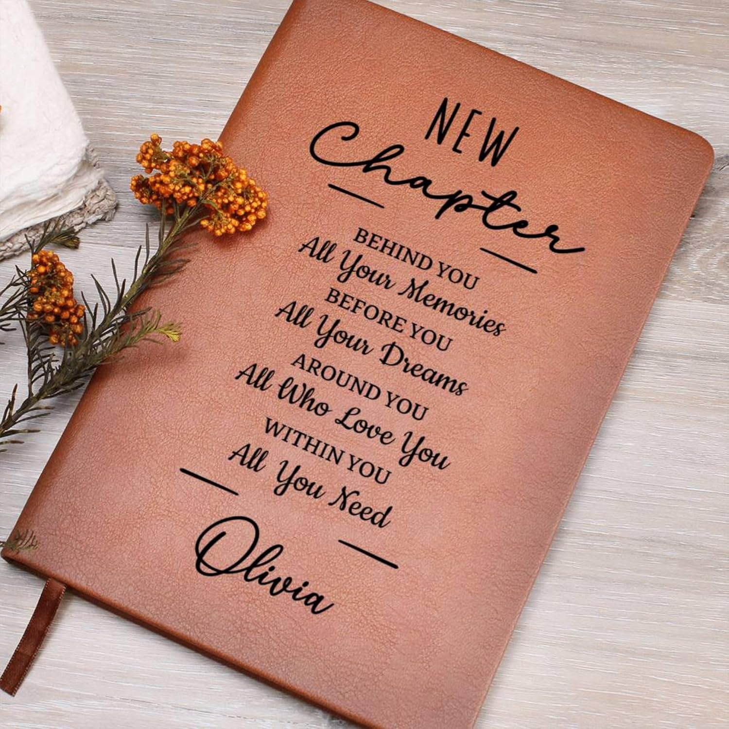 Hilis Personalized New Chapter Journal, Coworker Gifts for Women or Men, A5 Vegan Leather Lined Notebook, New Beginnings Gift for Social Worker Boss Retirement Divorce D01 - Image 2