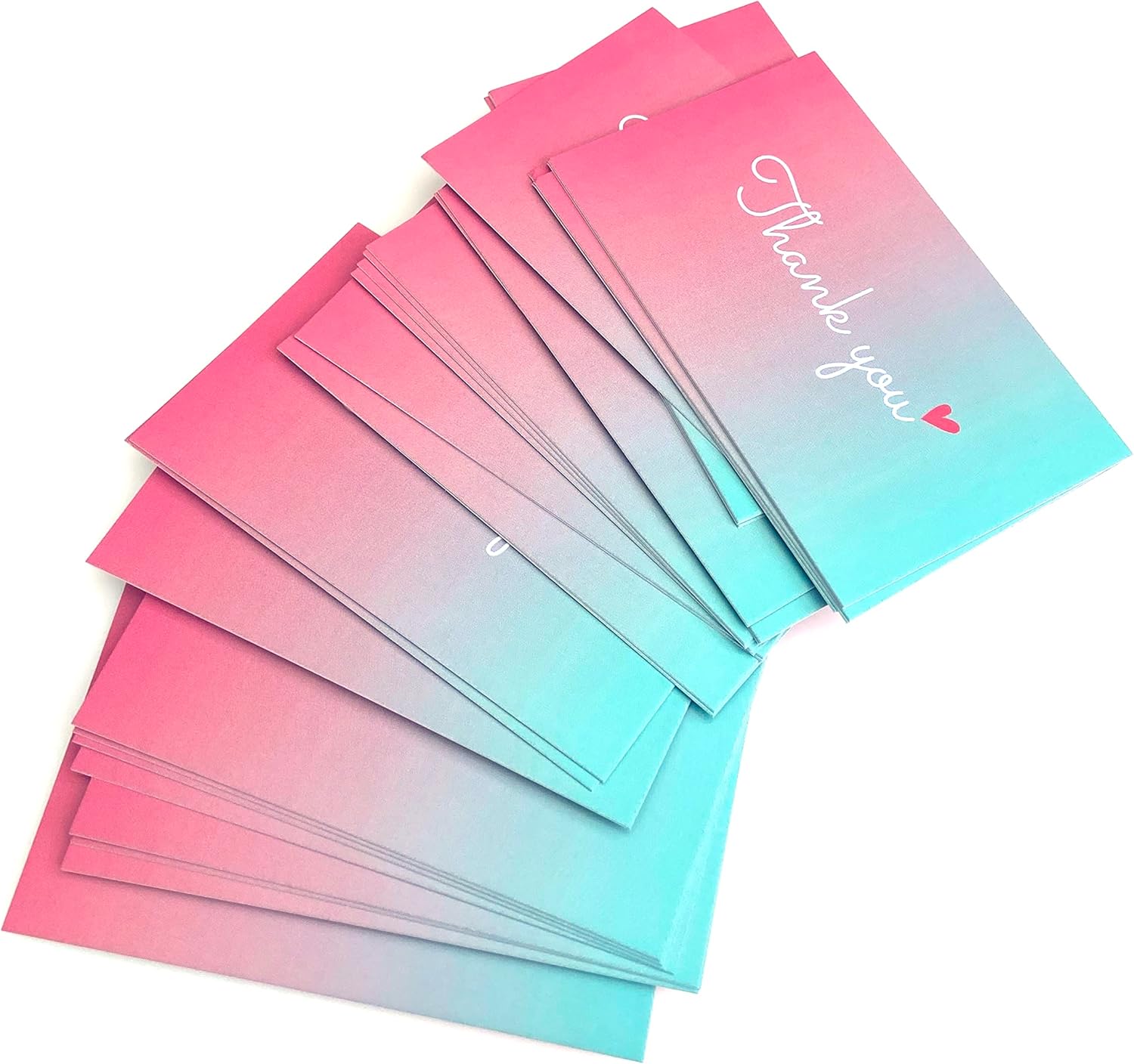 RXBC2011 100 Little Thank You Cards Gold Heart Design Bulk Thank you Notes for All Occasions 3.5 x 2 Inch Multicolor - Image 5