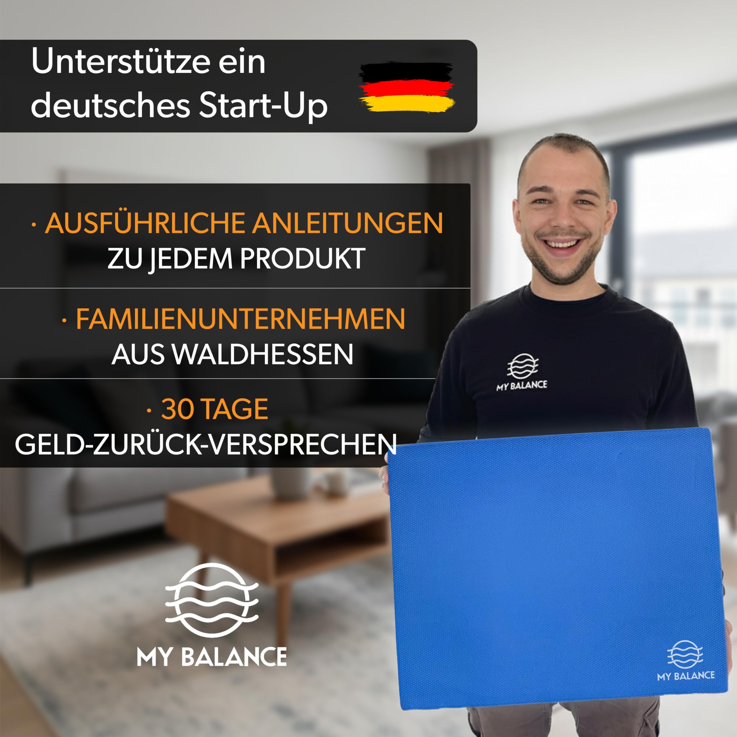 My Balance XXL - Balance Pad inkl. Widerstandsband I Hochwertiges Balancekissen mit E-Book I Stärkt deine Balance I Balance Kissen für Fitness, Yoga & Koordinationstraining