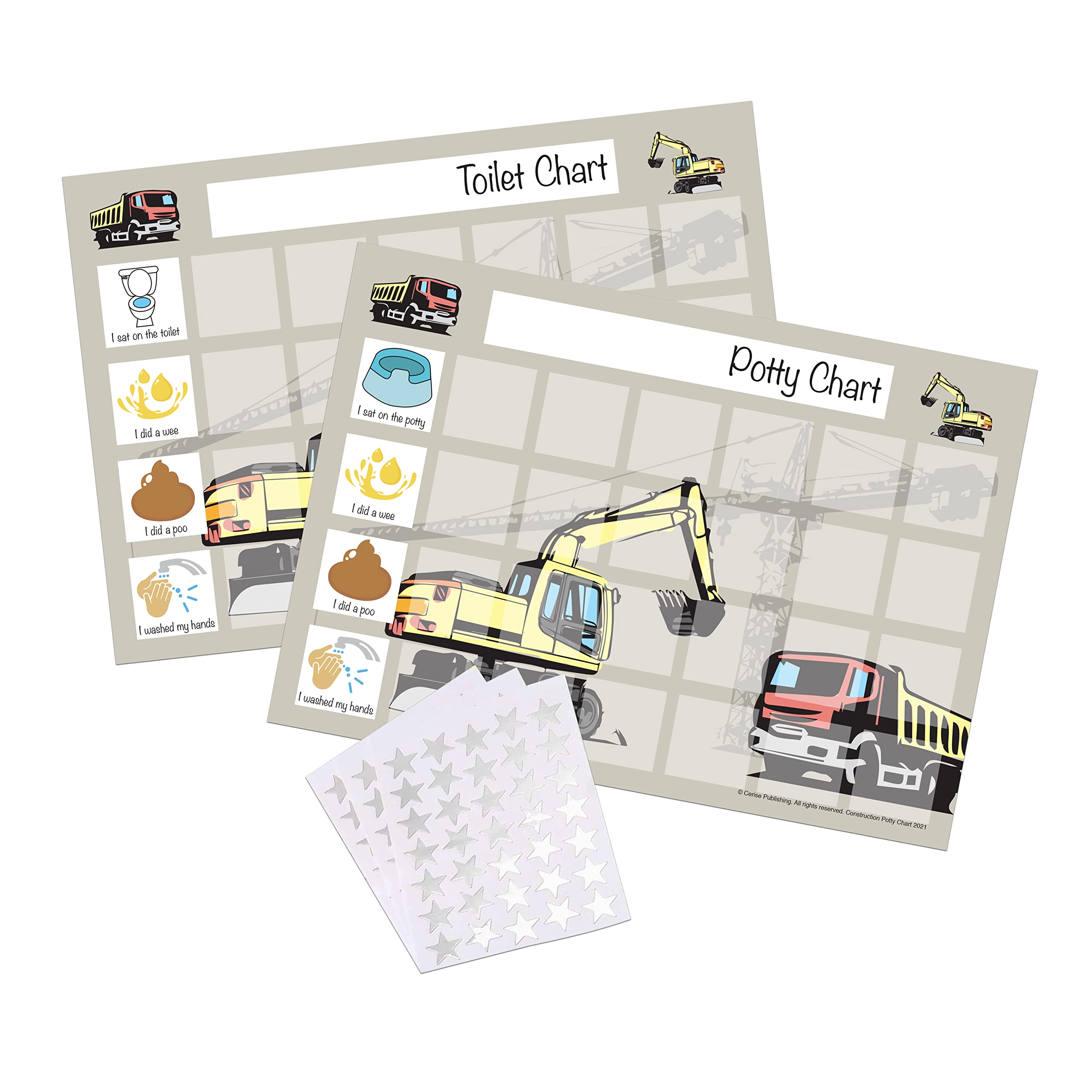 Potty Toilet Training Sticker Chart for Toddlers by Cerise Publishing (Diggers)