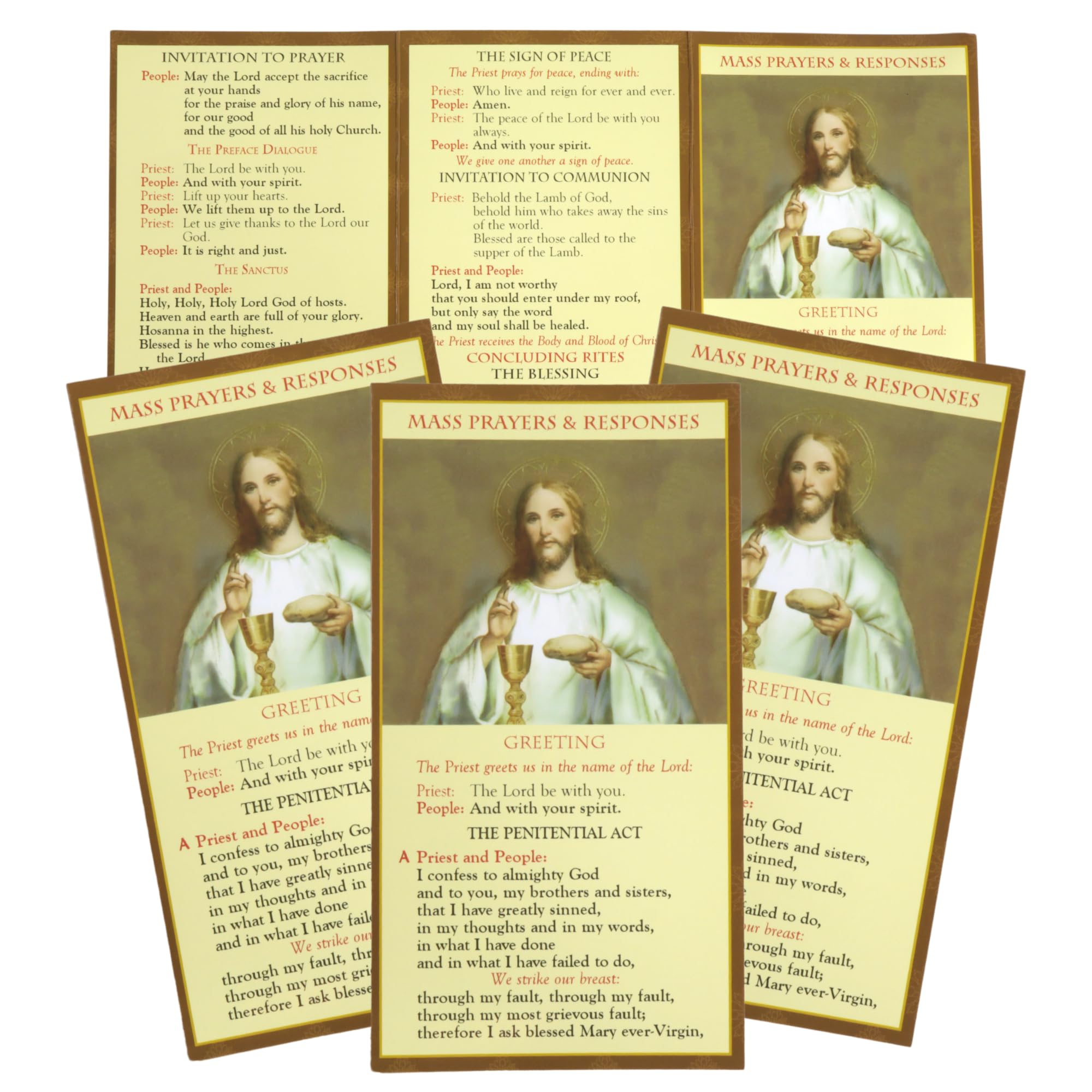 Needzo Catholic Mass Prayer and Responses Pocket Card, Laminated Card Stock, 3x7 Inches (Pack of 3)