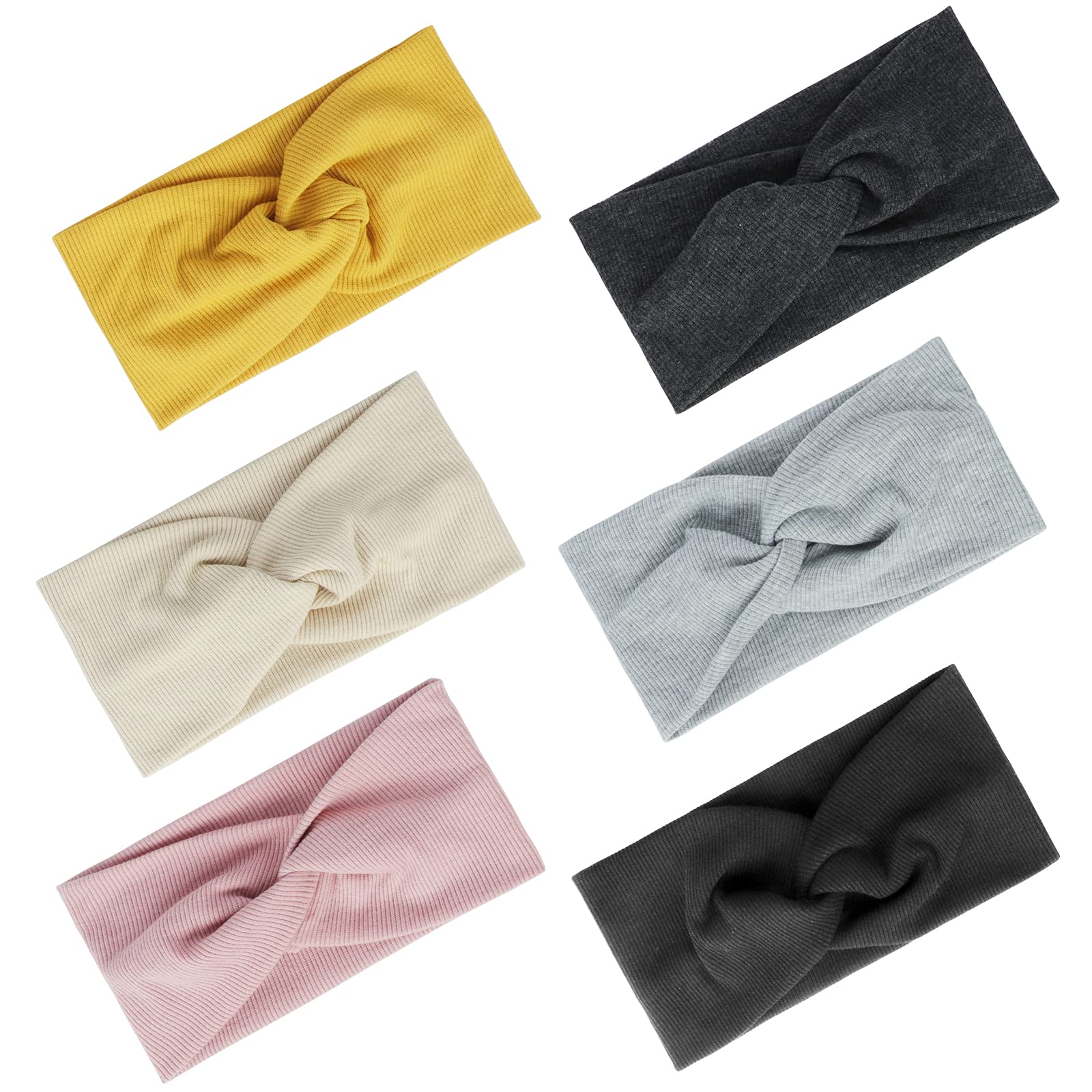 6 Pack Headbands for Women Elastic Soft Hair bands Twisted Cute Hair Band Accessories Non Slip Sweat Hair Wrap for Sports, Yoga, Running, Gym, Workouts, Baseball