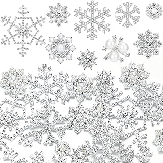 45 Pieces Pearl Rhinestone Buttons Faux Pearl Embellishments Snowflake B...