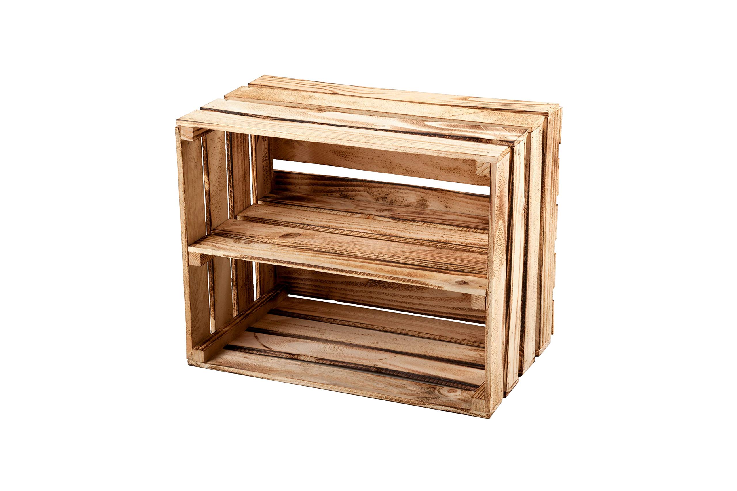 GrandBox Wooden crate FLAME-BOX, one internal shelf, Wine box, Fruit box, Decoration box, Vintage Shabby Chick Look Retro storage box, Wall shelf