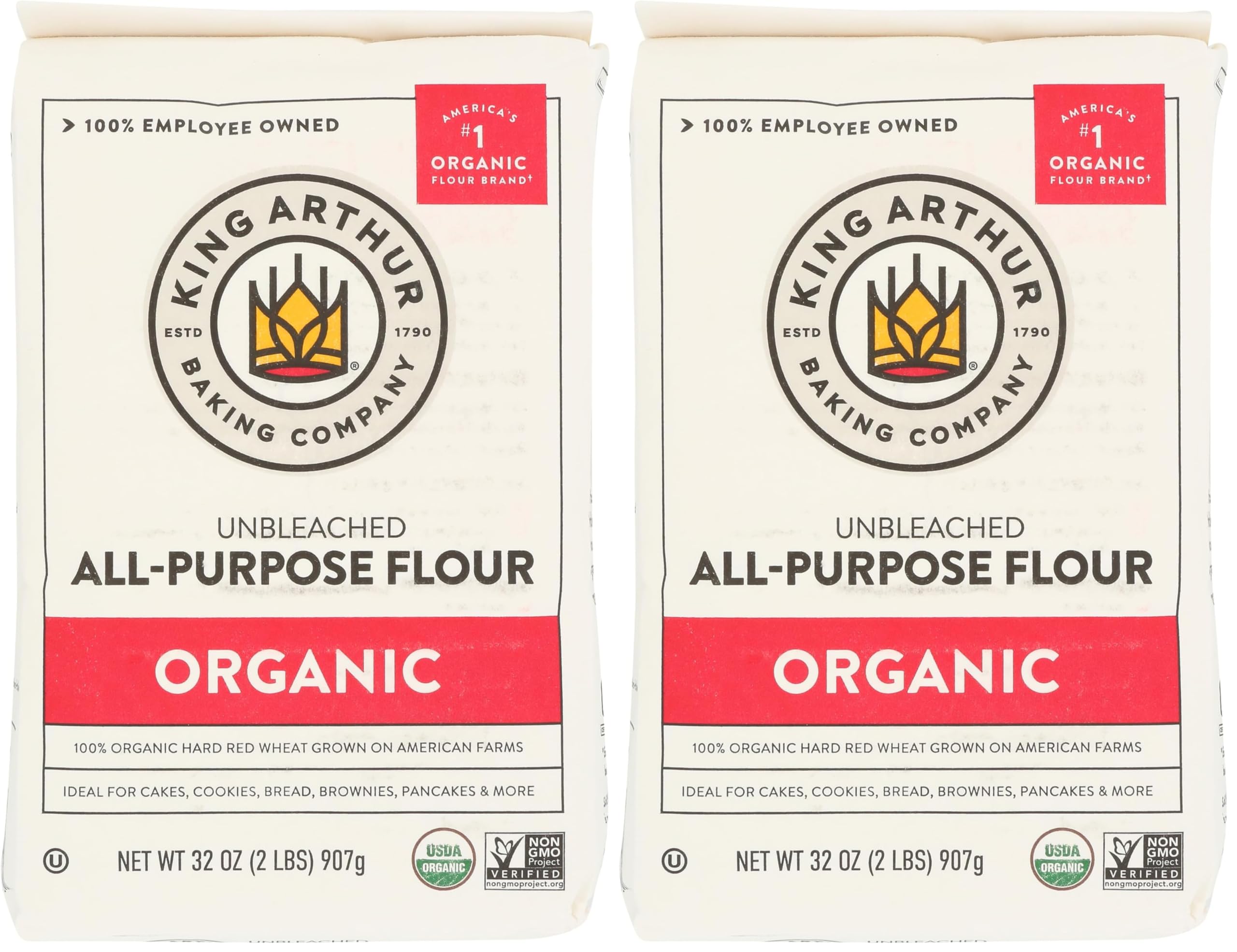 King Arthur Flour, Organic All Purpose Flour, 32 oz (Pack of 2)