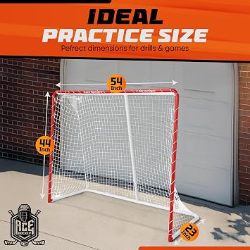 ACE HOCKEY 54 x 44 Street Hockey Goal Lightweight Steel Frame Hockey Net for Backyard, Driveway, Ball, Roller & DEK Hockey Youth Practice Goal with Net