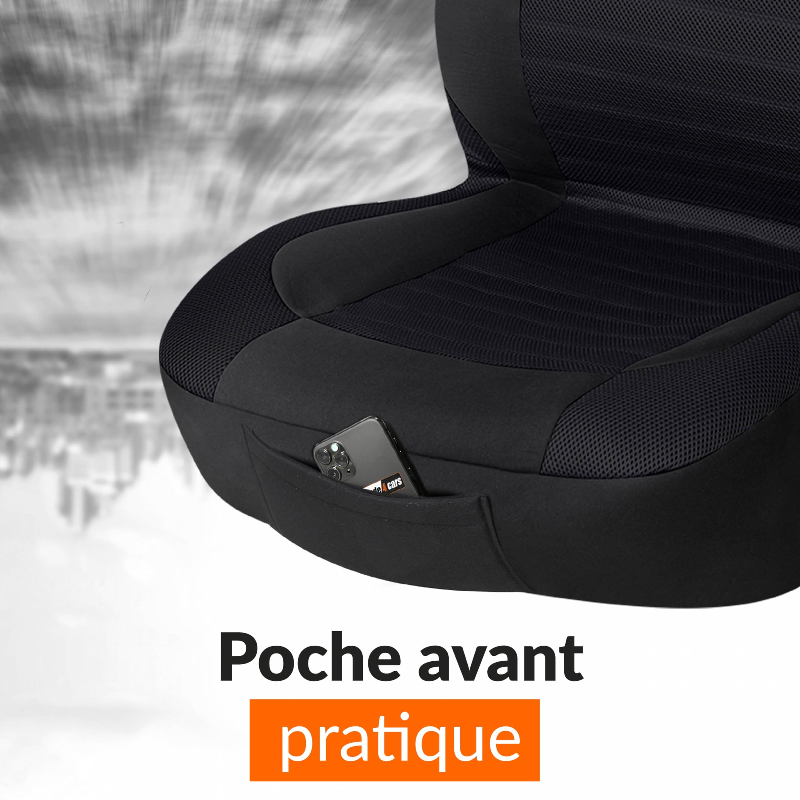 upgrade4cars Housse de Siege Voiture Universelle Noir | Pour la plupart des voitures | respirant & pratique | Été & Hiver