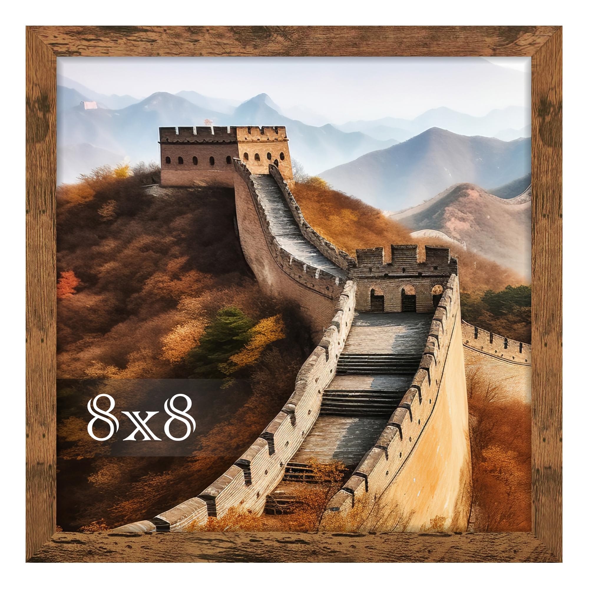 Picrit 8x8 Picture Frame, Photo Frame for Wall Mounting Diaplay, Brown — image 1