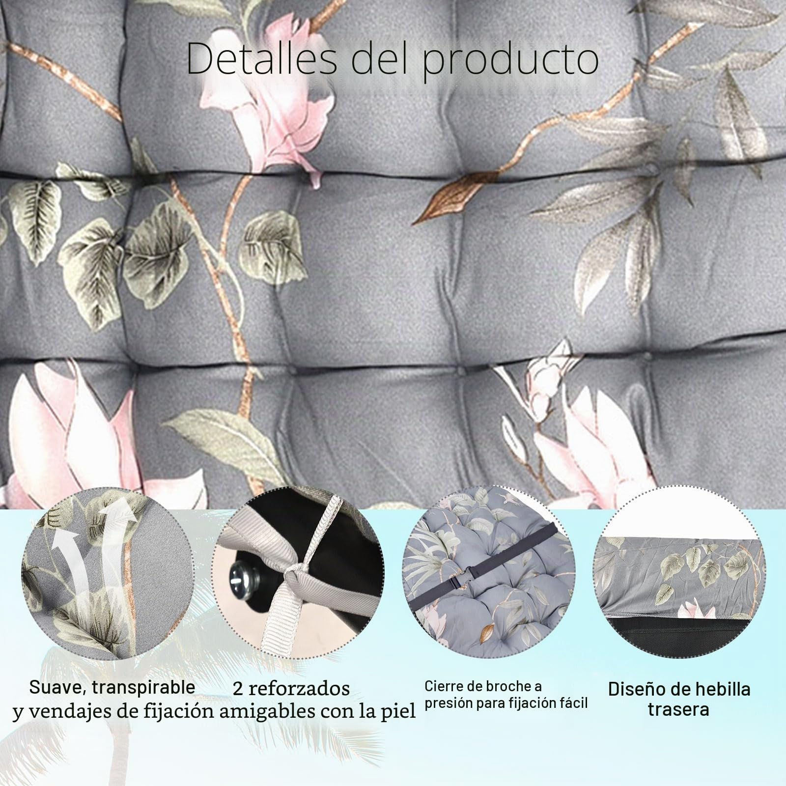 Cojín Tumbona Colchón, Colchoneta Tumbona Exterior, Cojín para Tumbona de Jardín, Antideslizante Espesar Cojín acolchado para tumbonas para Jardín, Piscina, Playa, Terraza y Balcón (170x53cm) (D)