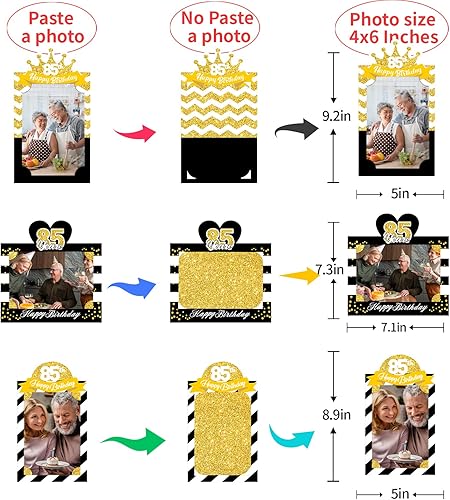 Miniatura 2 de MEFENG 15 palitos para centro de mesa de fiesta de cumpleaños 85, color negro y dorado, decoración de mesa para fotos de cumpleaños de 85 años,