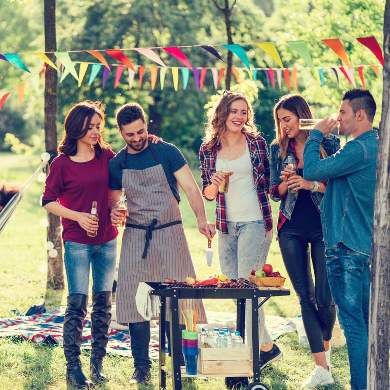 VICASKY Set Accessori Barbecue in Acciaio Inossidabile 9 Pezzi Leggero e Facile da Trasportare per Grigliate All'aperto