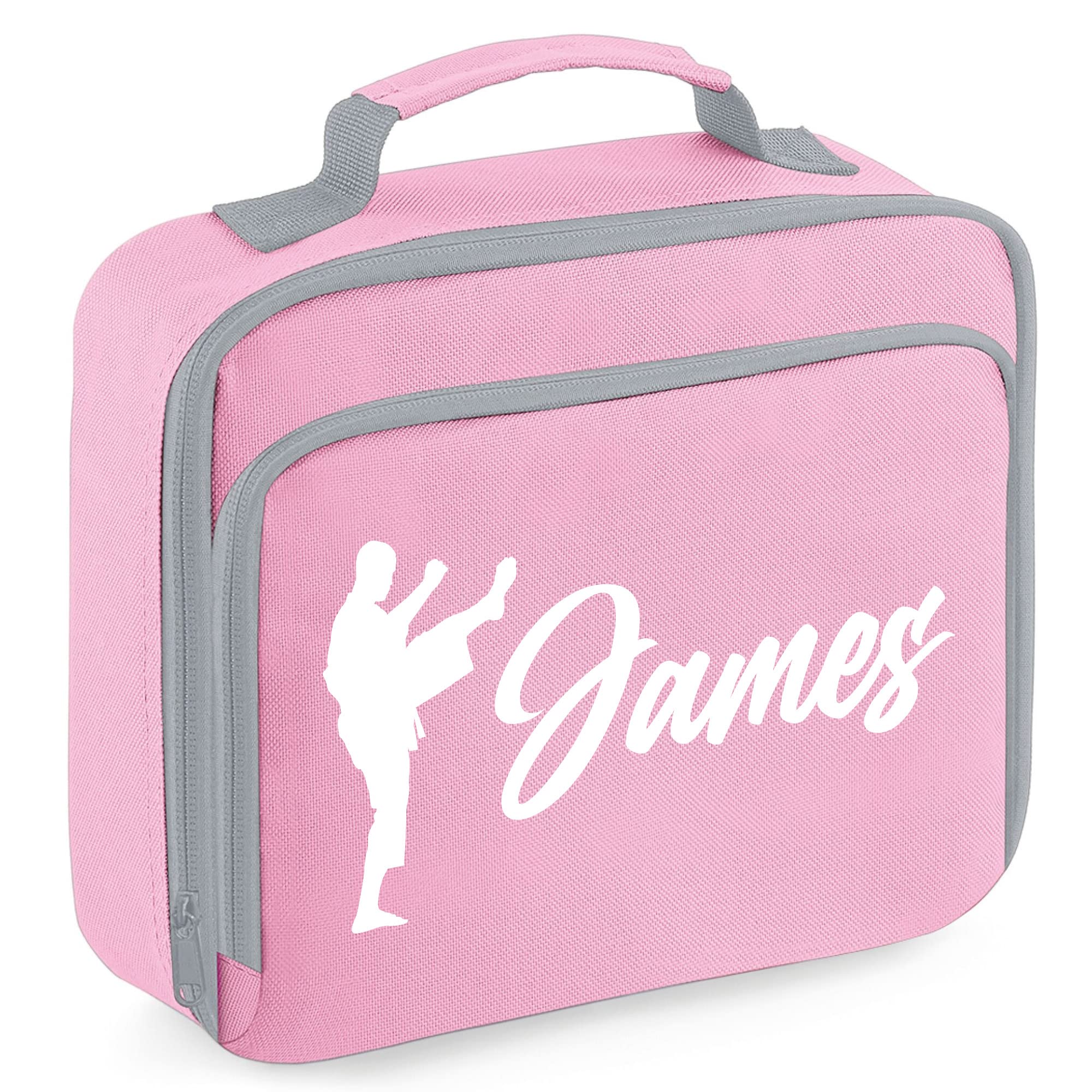 Personalised Boys Karate Lunch Cooler Bag, Custom Martial Arts Gifts Boys Lunch Box, Back to School Gifts for Son who Loves Karate, 24cm x 20cm x 8cm, Light Pink