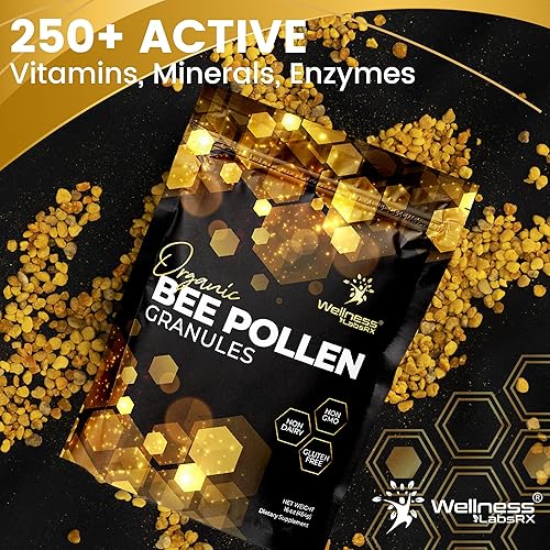 Miniatura 6 de Gránulos orgánicos de polen de abeja  Suplemento de polen de abeja súper alimento lleno de proteínas, vitaminas y minerales, certificado Kosher, sin