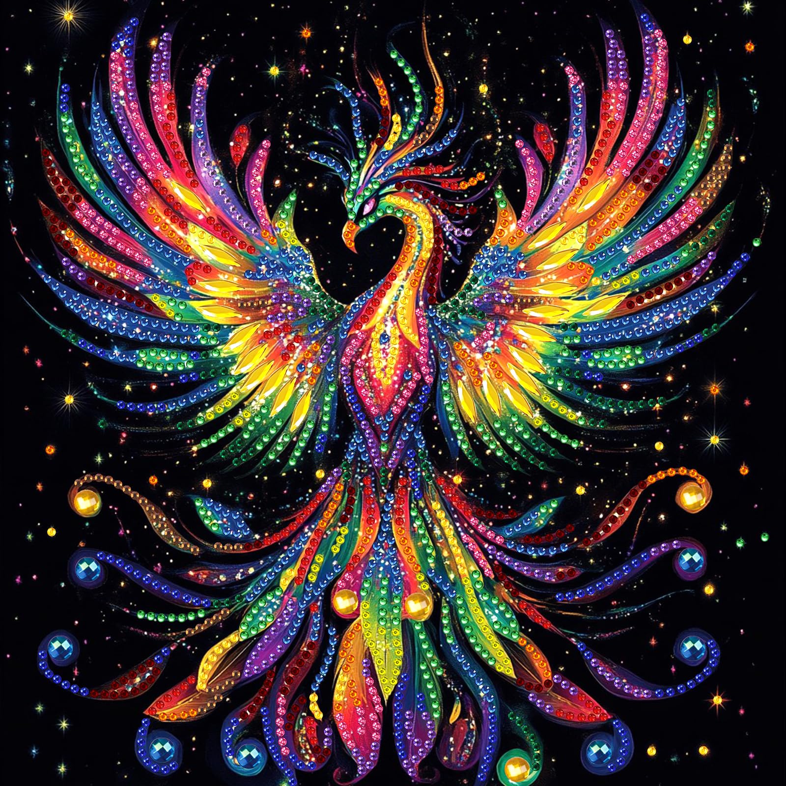 KEYIFA 5D Diamond Painting Phoenix Diamond Art Kits for Adults, Special Shaped Drill Colorful Diamond Painting Kit for Beginner, DIY Gems Art Craft