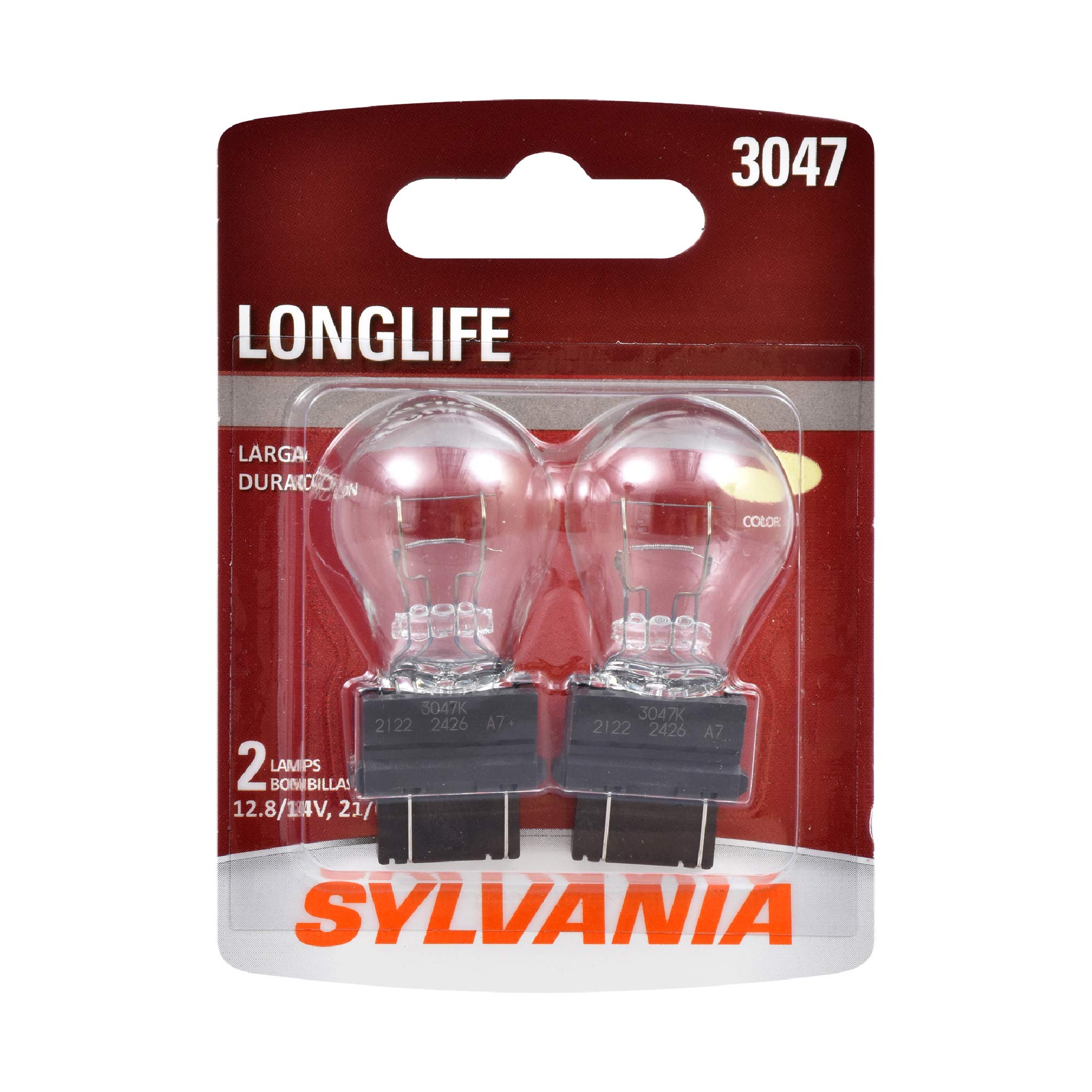 SYLVANIA - 3047 Long Life Miniature - Bulb, Ideal for Daytime Running Lights (DRL) and Back-Up/Reverse Lights (Contains 2 Bulbs)