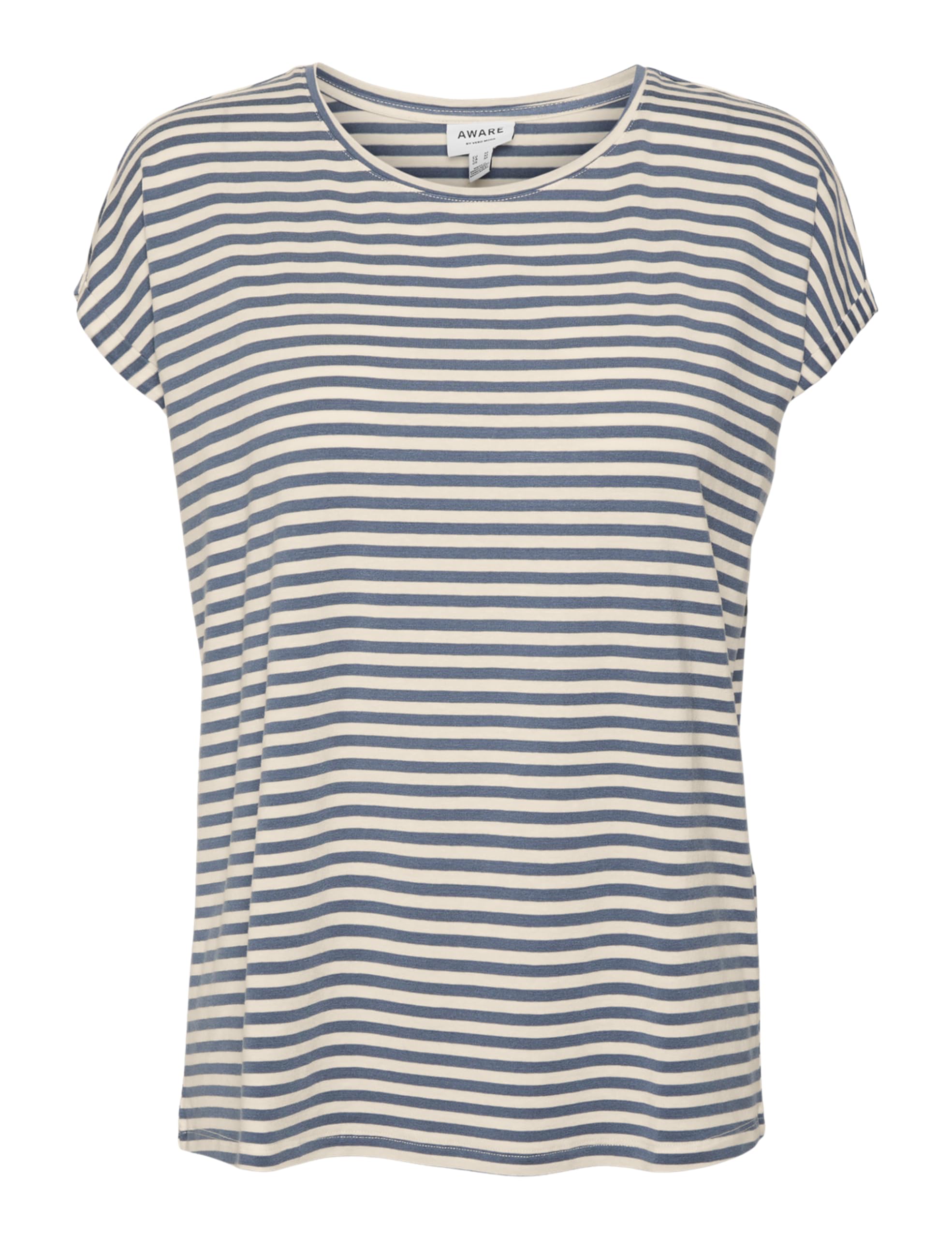 VERO Moda Damen Vmava Plain Ss Top Stripe Ga JRS Noos T-Shirt