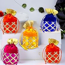 LOVENSPIRE Indian Potli Women Velvet Hand Bags,wedding Return Gifts, Eid Gifts, Pooja Favors, Housewarming Baby Shower, Nikah Favor