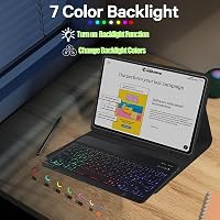SUEEWE Billentyűzetes Tok Samsung Galaxy Tab S10 Ultra / S9 Ultra / S8 Ultra 14.6" - TPU Hátsó Védelem 7 Színű LED Világítású Kivehető QWERT 2