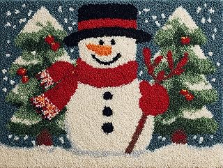 DIY Latch Hook Rug Kit Christmas Snowman52x38cm