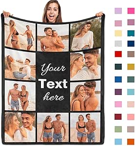 Yasion Plaid Personnalisé Avec Photo Couverture Cadeau Couverture PersonnaliséE Personnalisable