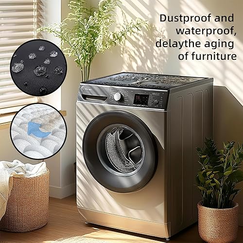 Miniatura 7 de Tapete antideslizante para cubierta superior para lavadora y secadora, almohadilla protectora a prueba de polvo con múltiples diseños de patrones