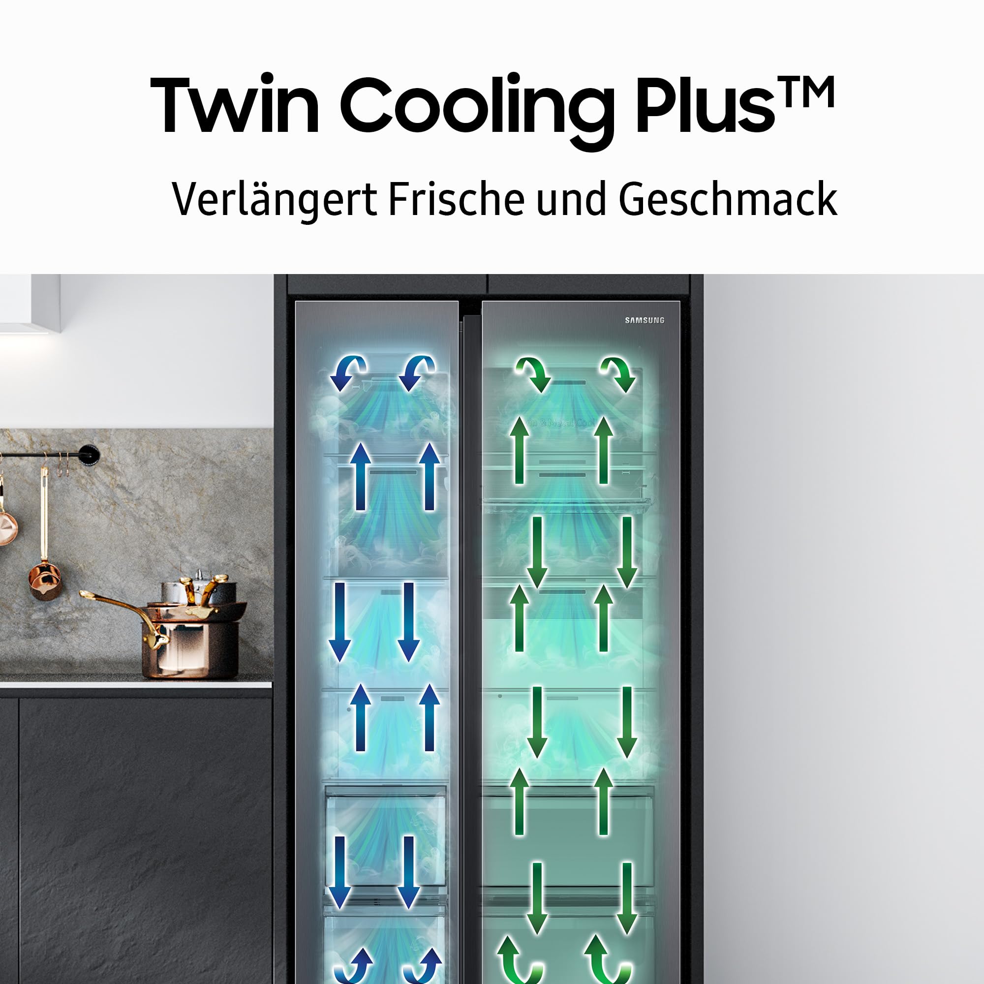 Samsung RS80F66KBFEF Side-by-Side Kühl-Gefrierkombination, AI Kühlschrank mit Gefrierfach, 178 cm... Ansicht 10