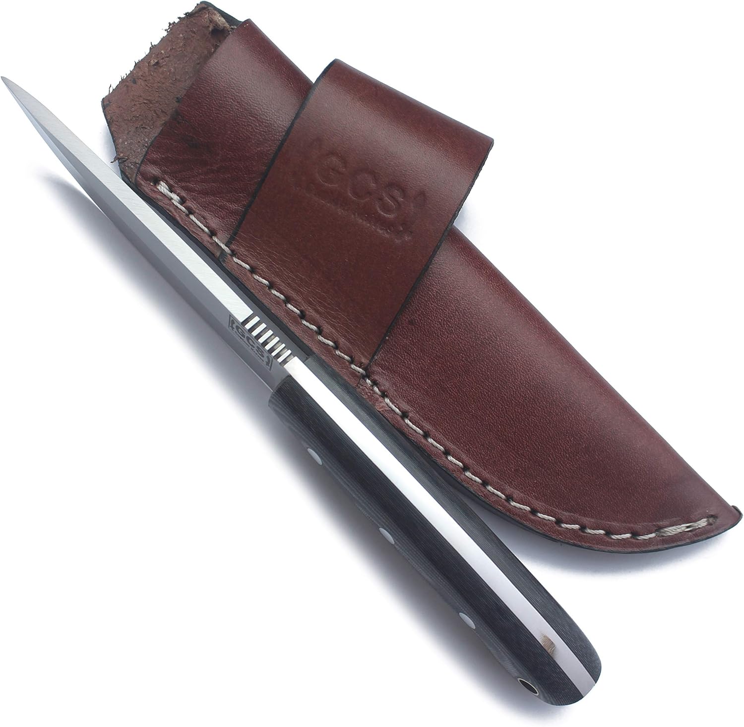 GCS Handmade Micarta Handle D2 Tool Steel Tactical Hunting Knife with leather sheath Full tang blade designed for Hunting & EDC GCS 124