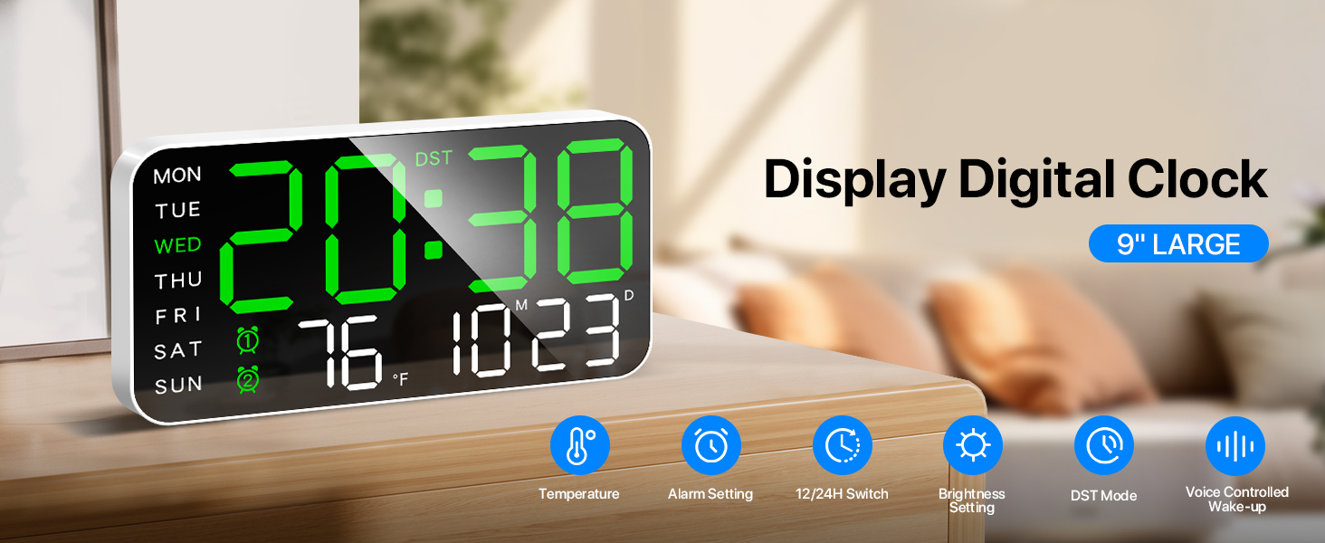 Amazon.com: MASHI 8.4''Large Digital Wall Clock, Led Alarm Clock