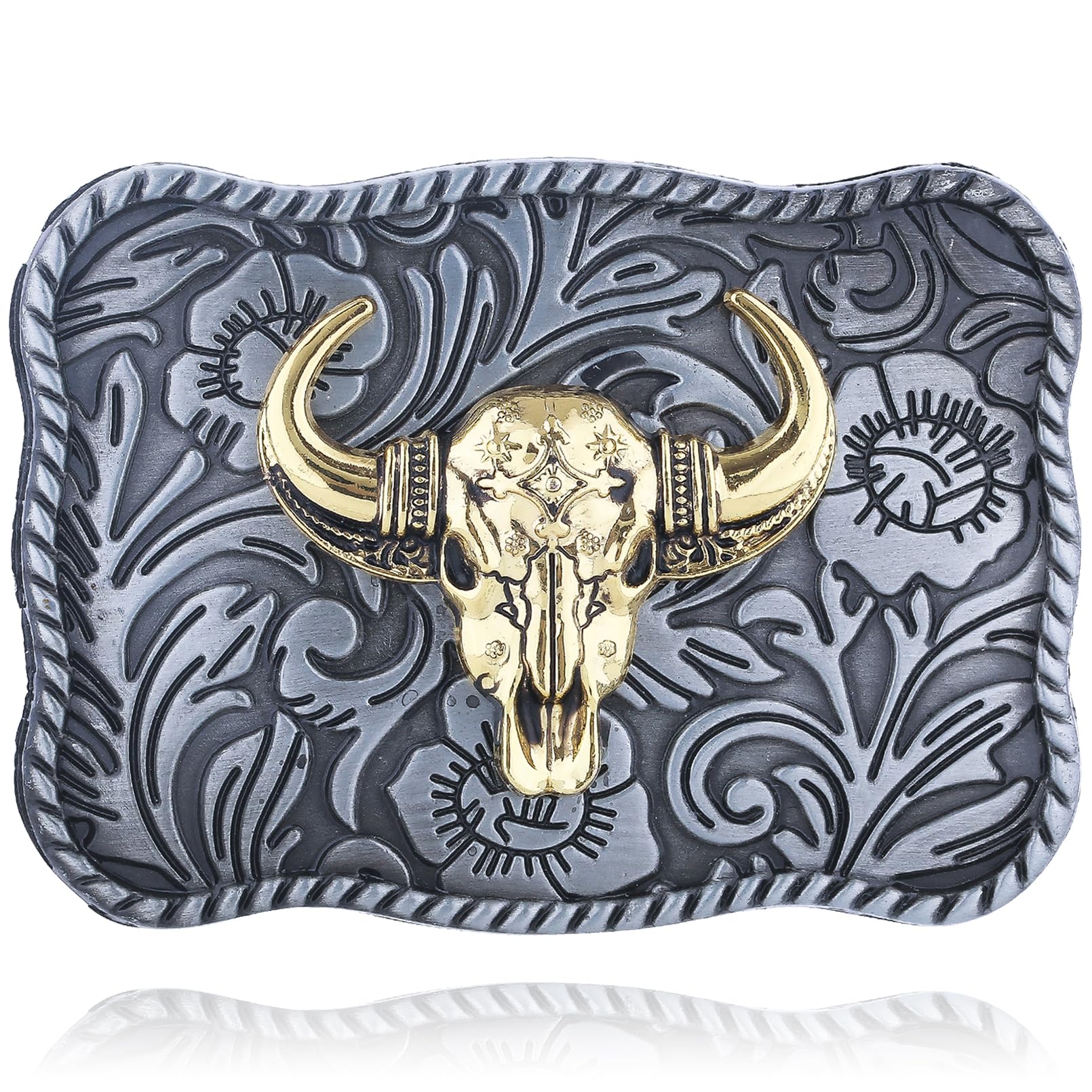 Turquoise Belt Buckle for Men Western Texas Longhorn Bull Rodeo Belt Buckle American Cowboy Chic Gift