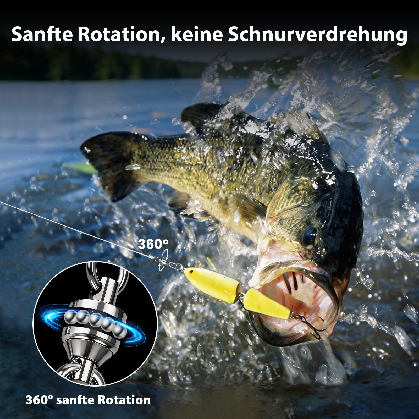 9KM DWLIFE Kugellager Angelwirbel mit Spaltringen 25 Stück hohe Festigkeit Schnappwirbel Schnellverbinder Angelgerät für Salzwasser