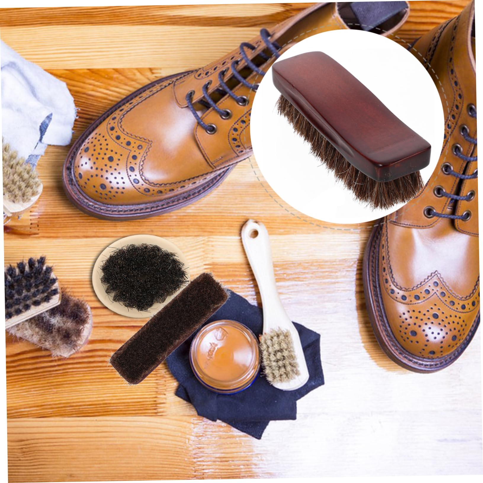 BESPORTBLE 5 Pezzi Spazzola Per Scarpe in Legno Spazzola Da Scarpe Stivali Setola Macchia Spazzola Per Lucidare Le Scarpe Sulle Scarpe Strofinare Piccolo Pulito Scarpa Pulita Marrone Di Legno
