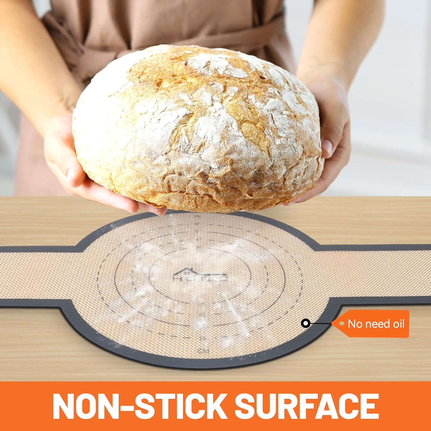 HOTEC Silicone Bread Sling for Dutch Oven - 2 Pack Non-Stick Baking Mat with Long Handle Easy to Transfer Sourdough Bread, Reusable Heat Resistant to 500°F/260°C Dutch Oven Liners Baking Supplies - Image 4