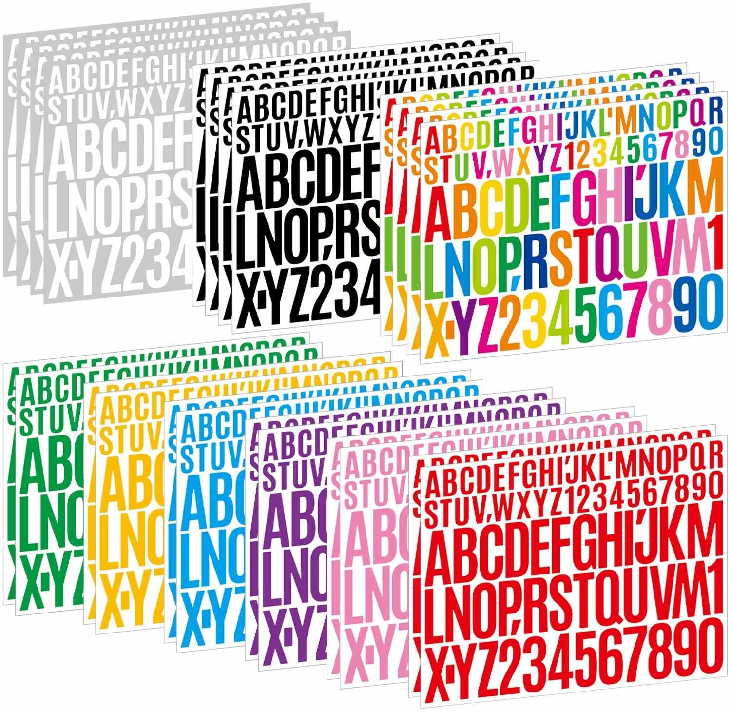 Letter Stickers 1872 Pcs 24 Sheets Alphabet Number Letter Sticker 2 Inch 1 Inch Self Adhesive Vinyl Letters Stick on Stickers for Water Bottles