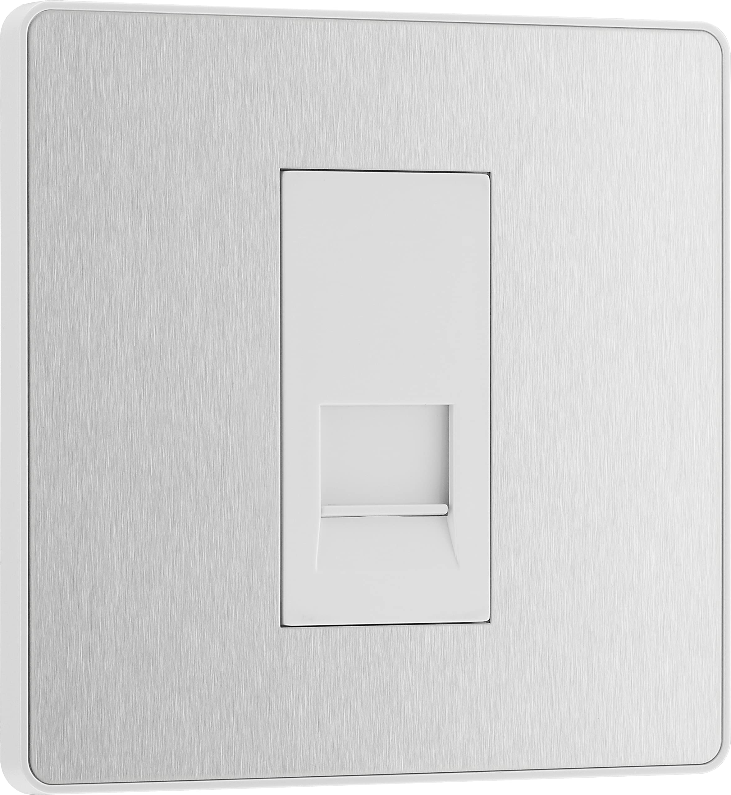 British General Brushed Steel Bg Electrical Evolve Single Secondary Telephone Socket