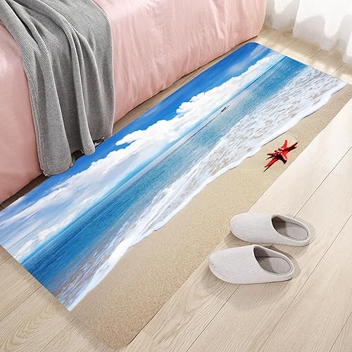 WODEJIA Thickened Rubber Bottom Anti-skid Bath Mat, Durable Flannel Mat Bright 3D Print Rug for Living Room, Absorbent Water Clearance MatS for