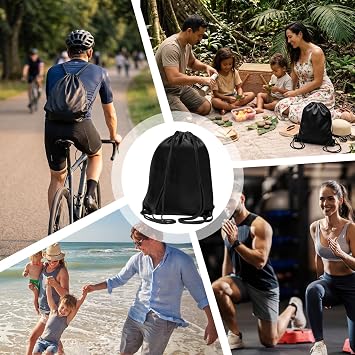WESTWOOD FOX Drawstring Gym Bag String Bags Gym Sack Backpack PE Bags for Women Men Trainer Swimming Bag Travel Beach School Holidays Suitable for Sports,kids,Boys,Girls (Jet Black, 1 pc)