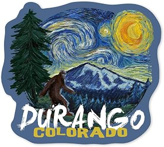 Die Cut Sticker Durango, Colorado, Bigfoot, Starry Night, Vinyl Sticker, (Waterproof Decal for Cars, Water Bottles, Laptops, Coolers), Small