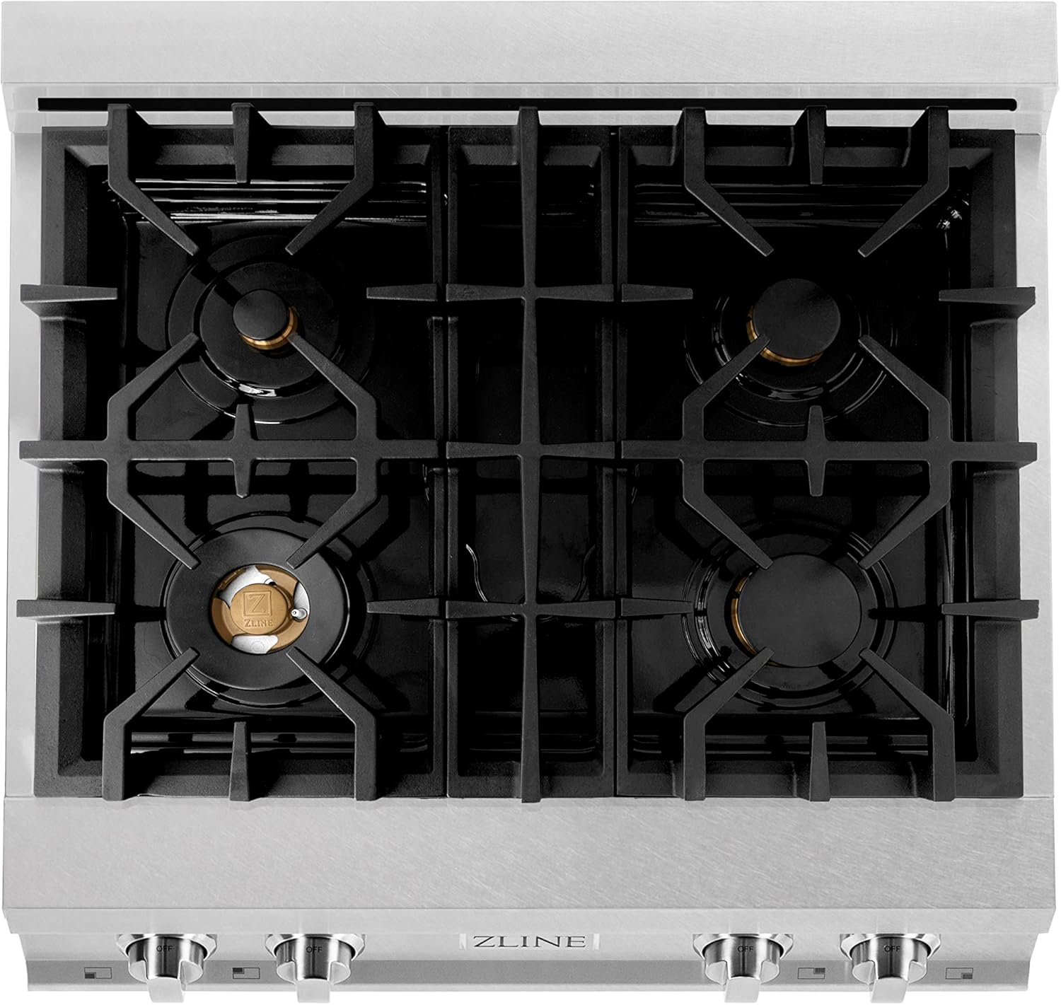 ZLINE 30 in. Legacy Gas Rangetop with 4 Brass Burners and Porcelain Cooktop in Satin Stainless Steel (RTS-BR-30)