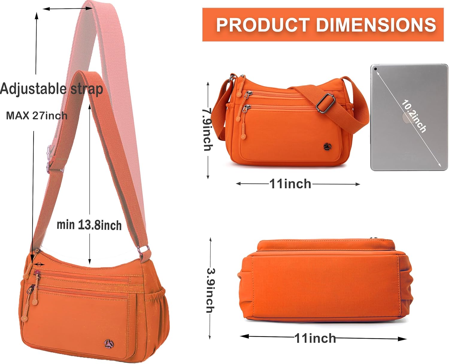 Crossbody Bags for Women Waterproof Nylon Shoulder Bag Roomy Multiple Pockets Messenger Purses Handbags - Image 3