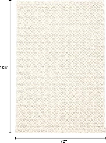 Miniatura 3 de Dash and Albert Hooper - Alfombra de lana tejida a mano color marfil, 6 x 9 pies, patrón sólido marfil
