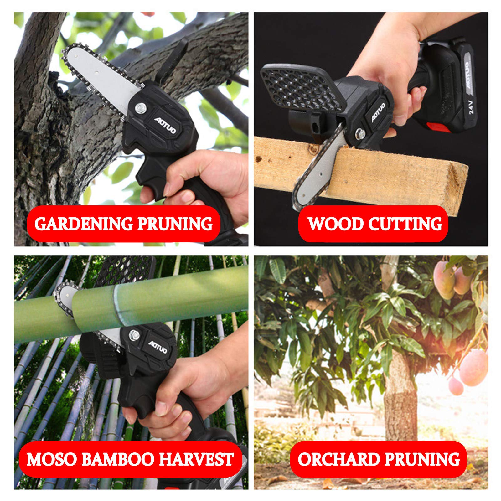 Mini Motosierra, Motosierra Eléctrica Inalámbrica de 4 Pulgadas, Tijeras de Podar Motosierra, para Cortar Ramas Y Madera, con Batería de Litio Recargable,Black